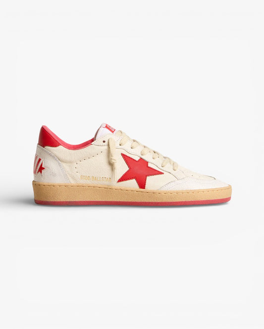 Golden Goose Ball Star Cream Leather Red Star Sneakers