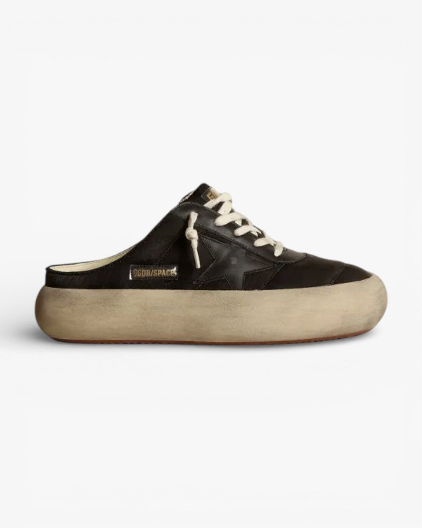 Golden Goose Space Star Black Nylon Sabot Sneakers