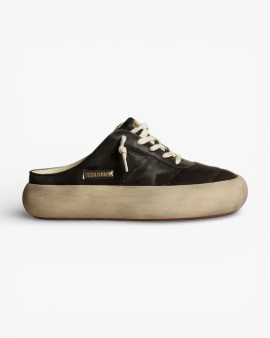 Golden Goose Space Star Black Nylon Sabot Sneakers