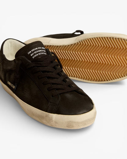 Golden Goose Men’s Super-Star Black Nubuck Perforated Star Heel Tab