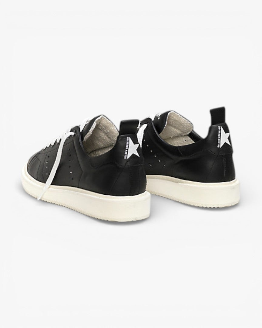Golden Goose Black White Calf Leather Starter Sneakers with White Sole
