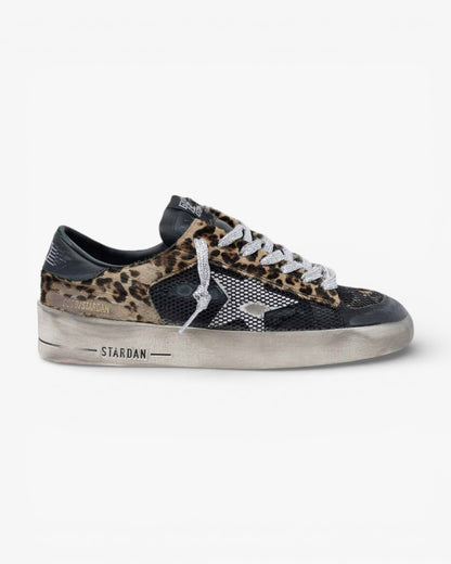 Golden Goose Leopard Print Stardan Sneakers with Fuchsia Sole