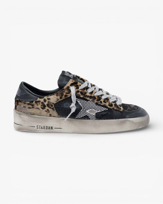 Golden Goose Leopard Print Stardan Sneakers with Fuchsia Sole