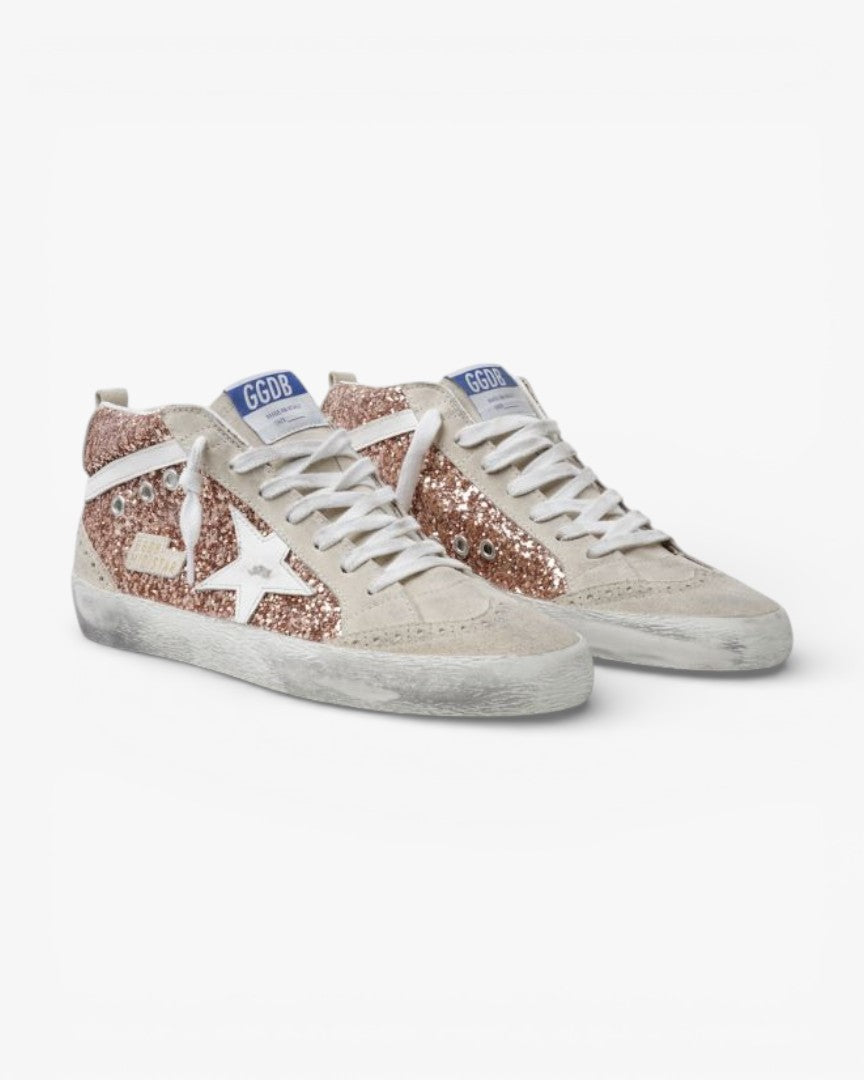 Golden Goose Mid-Star Sneakers Pink-Gold Glitter