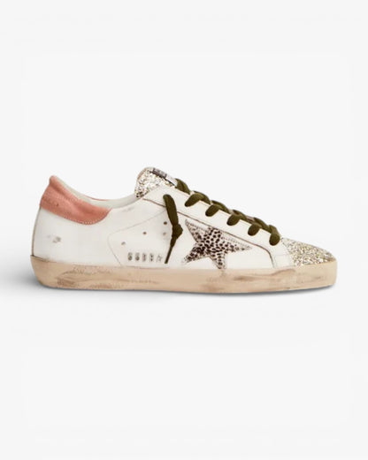 Golden Goose Super‑Star LTD Sneakers Silver Glitter Animal Print Star