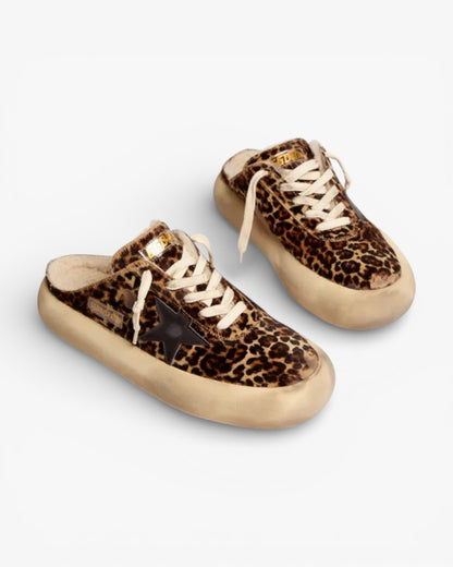 Golden Goose Space Star Animal Print Pony Skin Shearling Sneakers