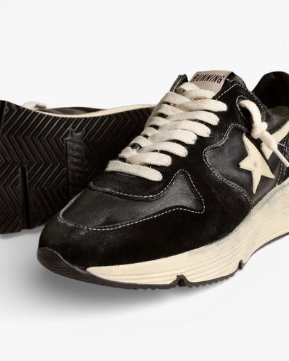 Golden Goose Women’s Running Sole Sneakers Black Nappa Leather Suede White Star