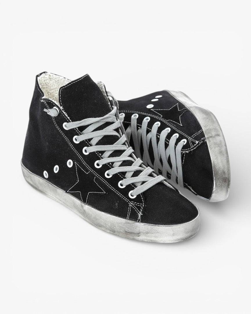 Golden Goose FRANCY Sneakers Cotton Canvas Suede Star Black Canvas