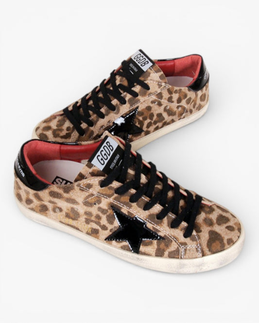 Golden Goose Superstar Leopard Handcrafted Custom Couple Sneakers