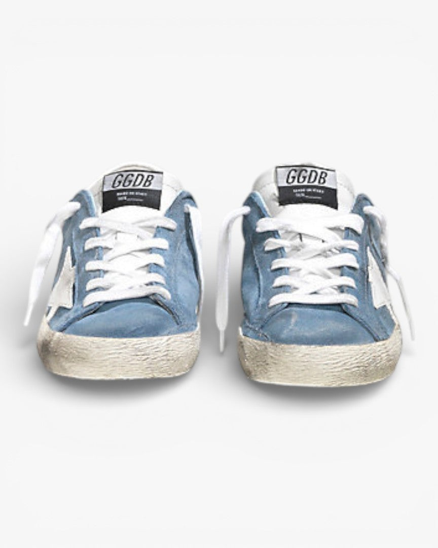 Golden Goose Super‑Star Sneakers Ciel Suede White Leather
