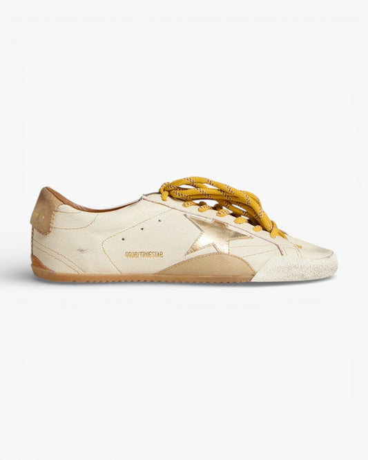 Golden Goose True Star White Nappa Leather Sneakers with Gold Star
