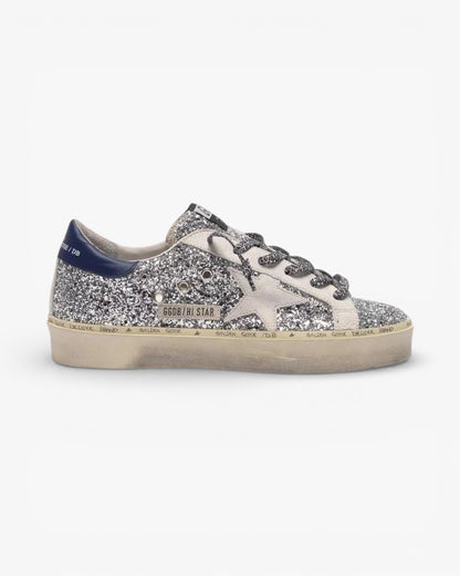 Golden Goose Hi-Star Sneakers Glitter White Star Leopard Print Laces