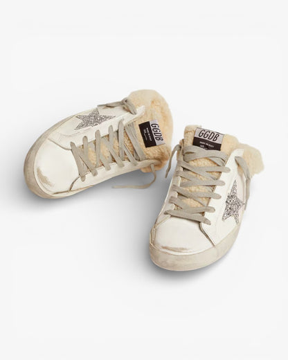 Golden Goose Women’s Super-Star Sabot White Leather Shearling Lining