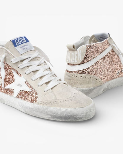 Golden Goose Mid-Star Sneakers Pink-Gold Glitter