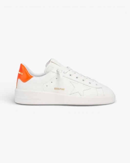 Golden Goose Purestar White Leather Sneakers Orange Heel