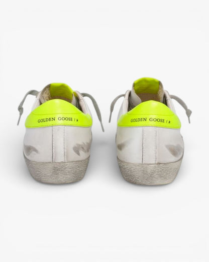 Golden Goose Super-Star Sneakers with Fluorescent Yellow Details