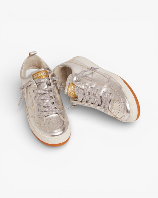 Golden Goose Yeah Silver Laminated Leather Sneakers