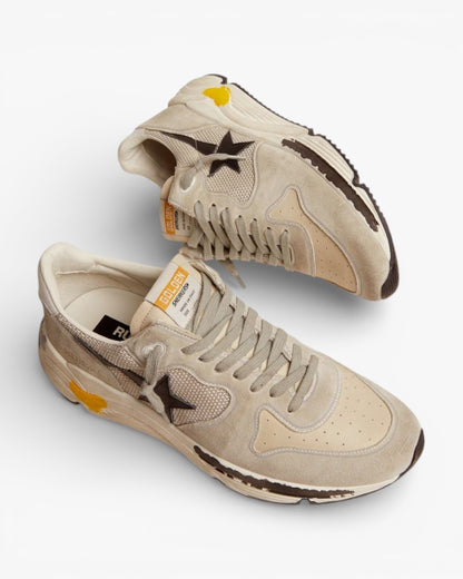 Golden Goose Running Sole Sneakers Mesh Ice-Gray Suede