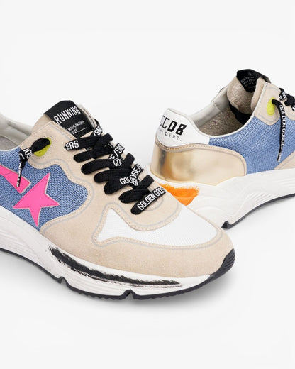 Golden Goose Running Sole Sneakers Suede Gold Detail