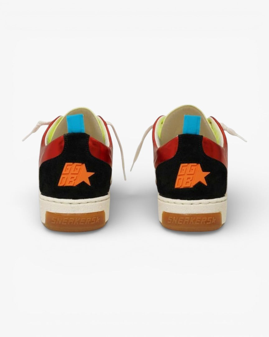 Golden Goose Yeah Red Leather Sneakers Purple Star Snakeskin Detail