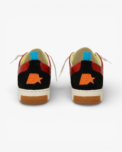 Golden Goose Yeah Red Leather Sneakers Purple Star Snakeskin Detail