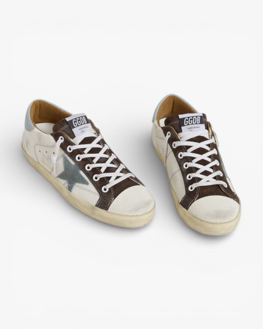 Golden Goose Women’s Super-Star LTD Light Blue Suede Star Canvas Heel Tab