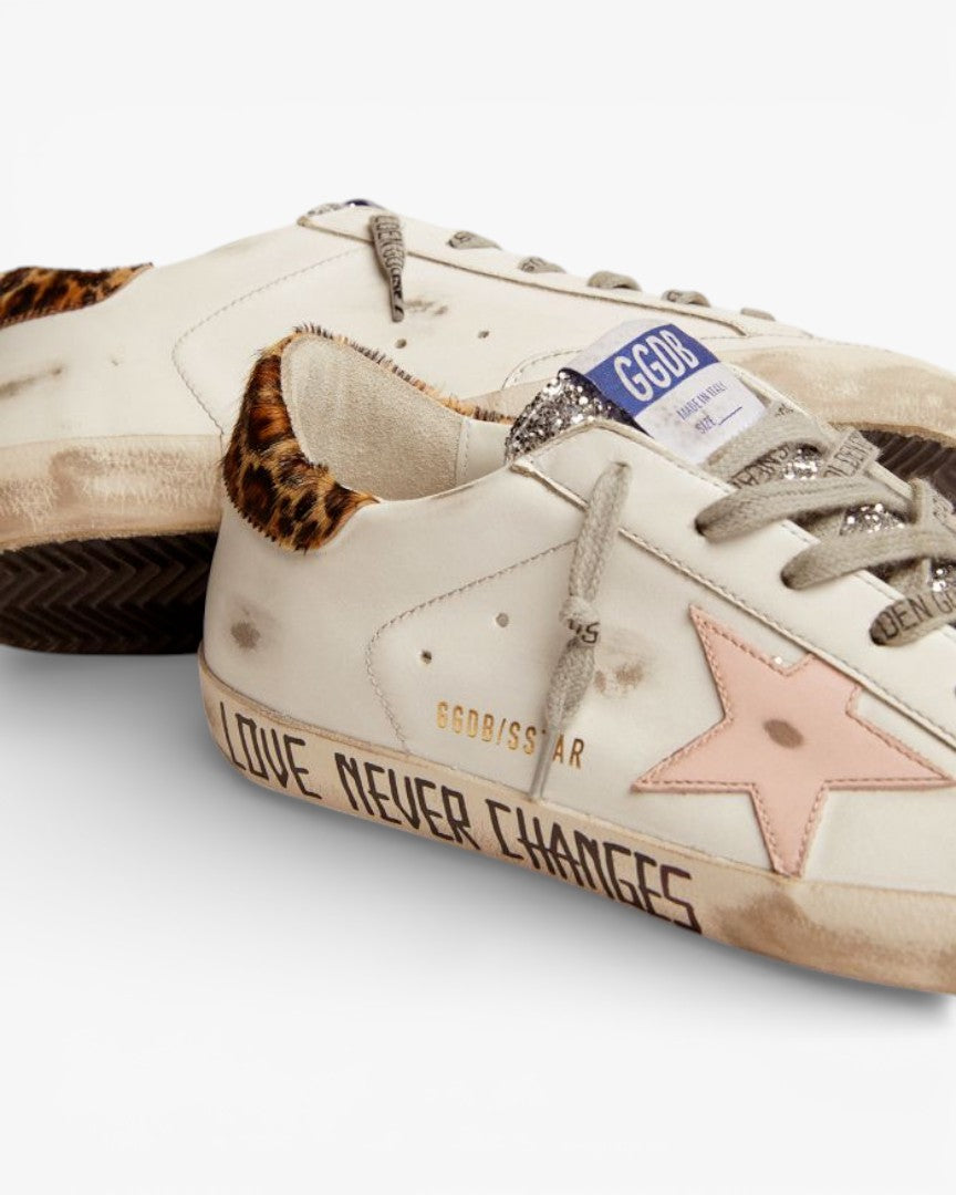 Golden Goose Super-Star Sneakers with Silver Glitter Tongue