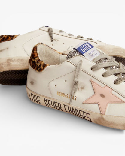 Golden Goose Super-Star Sneakers with Silver Glitter Tongue