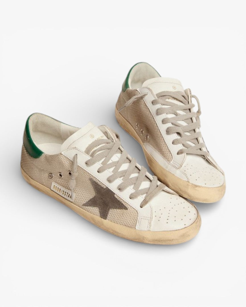 Golden Goose Super‑Star Sneakers Pale Silver Mesh Gray Suede Star