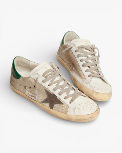 Golden Goose Super‑Star Sneakers Pale Silver Mesh Gray Suede Star
