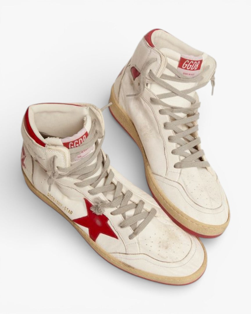 Golden Goose Sky Star Sneakers With Red Leather Inserts