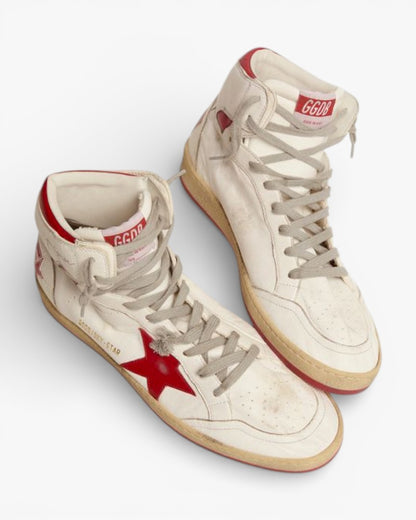 Golden Goose Sky Star Sneakers With Red Leather Inserts