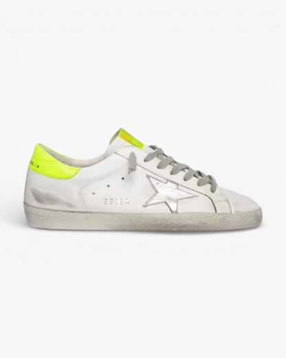 Golden Goose Super-Star Sneakers with Fluorescent Yellow Details