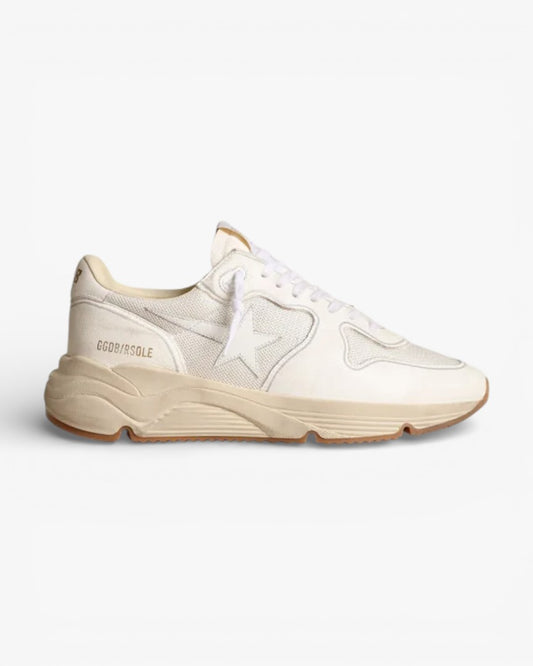 Golden Goose Women’s Running Sole Sneakers Optical-White Mesh Nappa Leather White Star