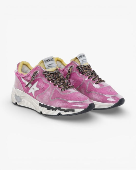 Golden Goose Fuchsia Running Sole Sneakers Raw Edges