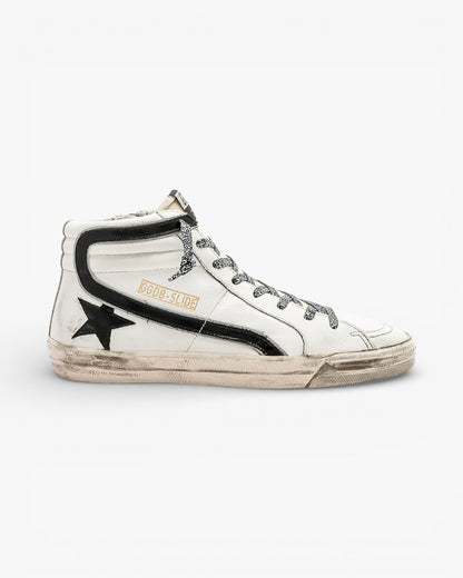 Golden Goose Golden Slide White Leather Leopard Laces