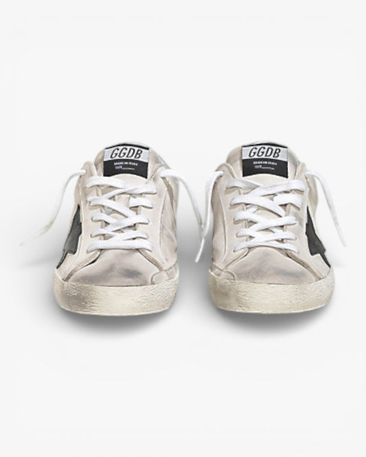 Golden Goose Super‑Star Sneakers Cream Nubuk Black Leather