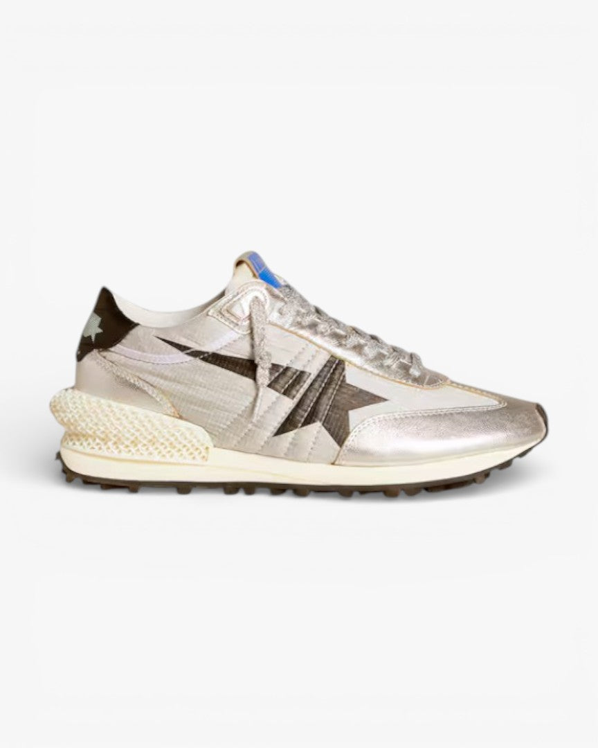 Golden Goose Marathon Red Nylon and Silver Star Sneakers