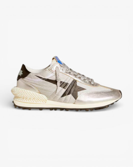 Golden Goose Marathon Red Nylon and Silver Star Sneakers