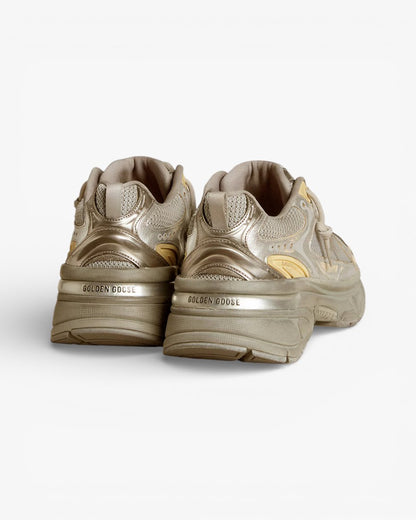 Golden Goose Lightstar Metallic Leather and Silver Mesh Sneakers