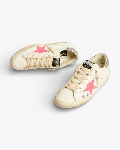 Golden Goose Super-Star LTD Fluorescent Lobster Suede Star Glitter Heel Tab