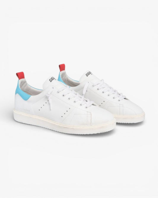 Golden Goose White Stardan LTD Sneakers with Light Blue Heel Tab
