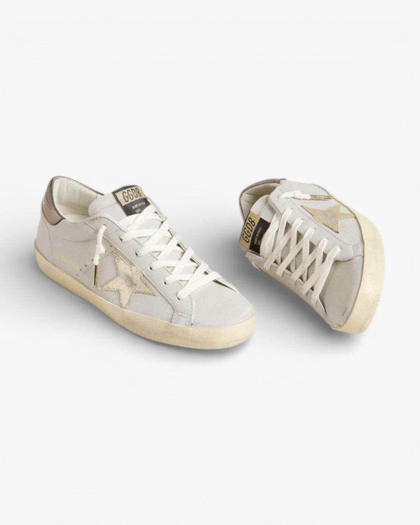 Golden Goose Super-Star Crackle Leather Star Metallic Foiled Leather Heel Tab