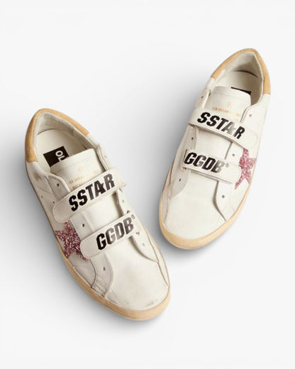 Golden Goose Old School Sneakers Pink Glitter Star Sand Suede Heel Tab