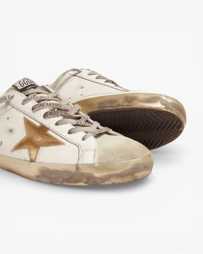 Golden Goose Super-Star Sneakers with Midnight-Blue Corduroy Velvet Heel Tab