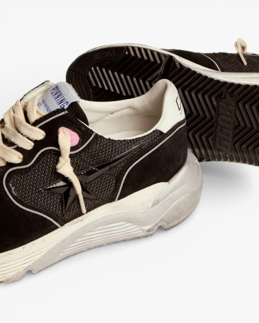 Golden Goose Running Sole Sneakers Black Mesh Suede Upper 3D Star