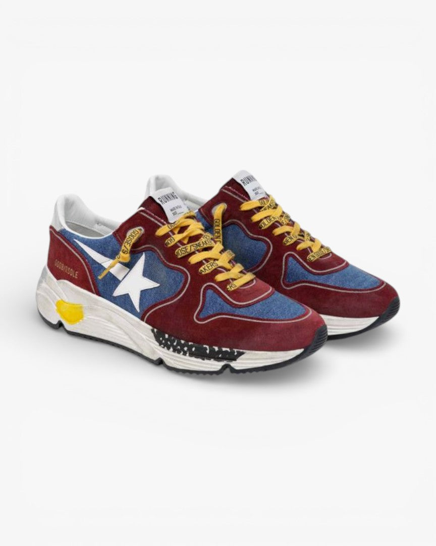 Golden Goose Burgundy Blue Running Sole Sneakers