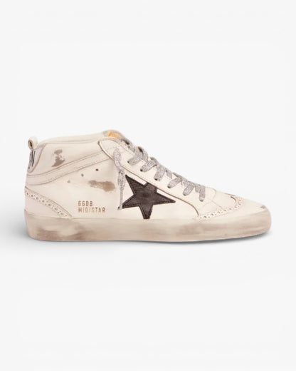 Golden Goose Mid-Star Sneakers Laminated Heel Tab Glittery Laces