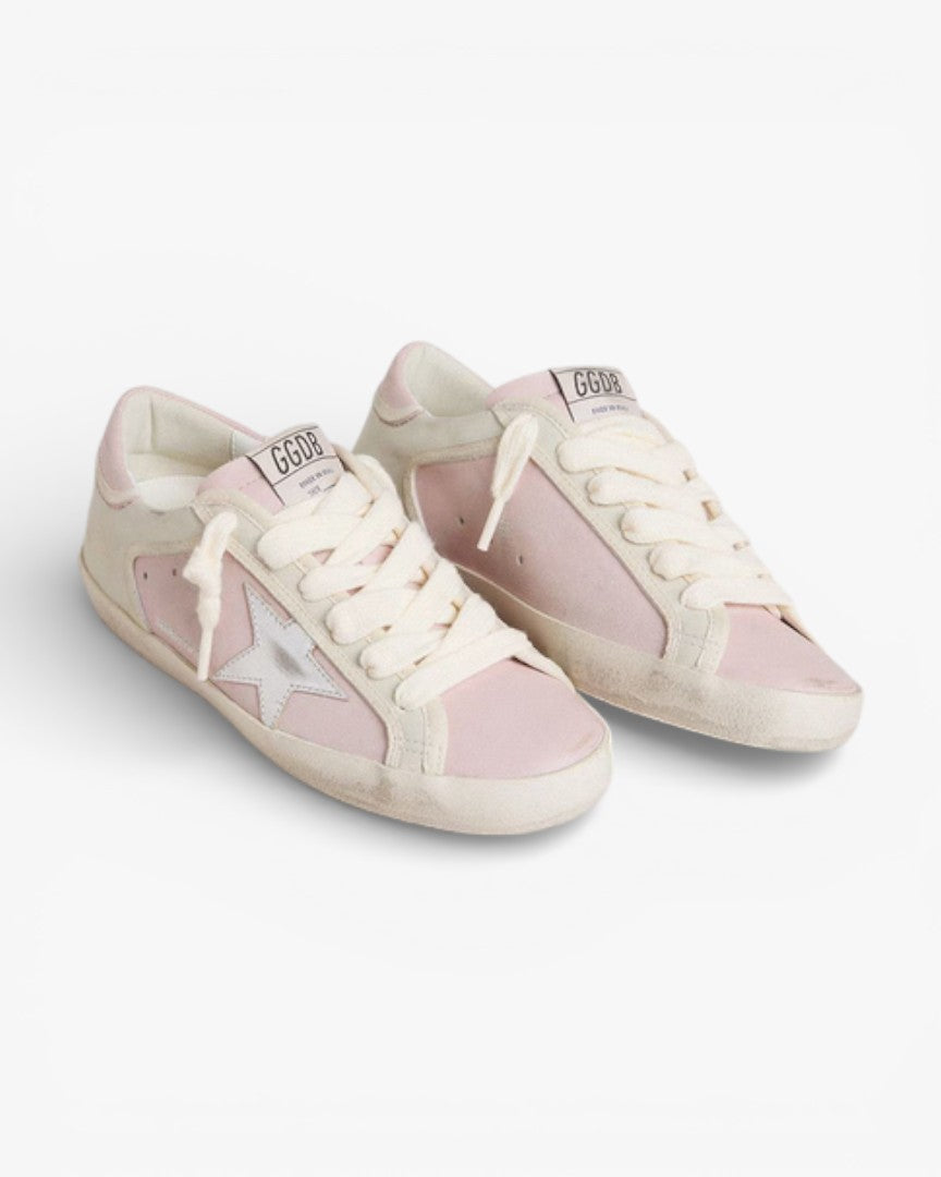 Golden Goose Super-Star LTD Pink Leather Silver Foiled Star Pink Leather Heel Tab