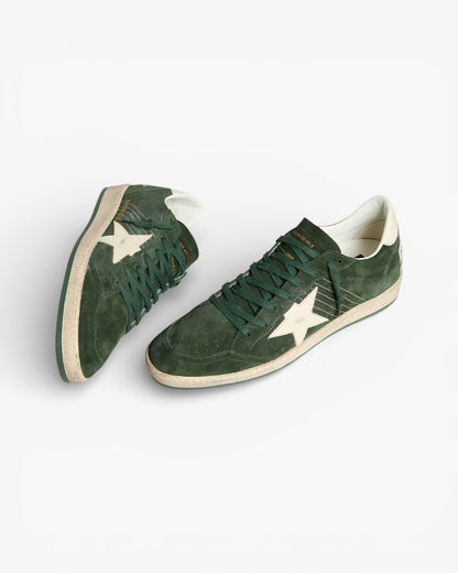 Golden Goose Ball Star Green Suede Sneakers White Star